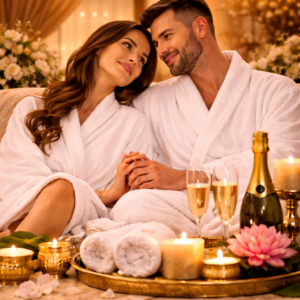 Luxury couple spa experience with candlelight at Shaakya Spa